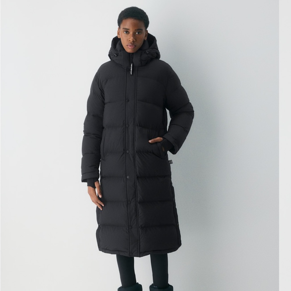 Aritzia Midnight Black Long Puffer Jacket